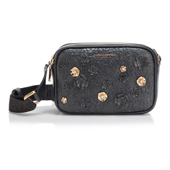 KARL LAGERFELD Handbags - KARL LAGERFELD PARIS Crossbody Bag Floral Pins Black/Gold One Size